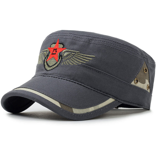 Load image into Gallery viewer, Star and Wing Embroided Military Cap-unisex-wanahavit-GRAY-wanahavit
