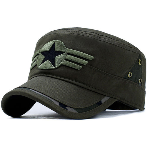 Load image into Gallery viewer, Star and Three Stripe Embroided Military Cap-unisex-wanahavit-Army green-One Size-wanahavit
