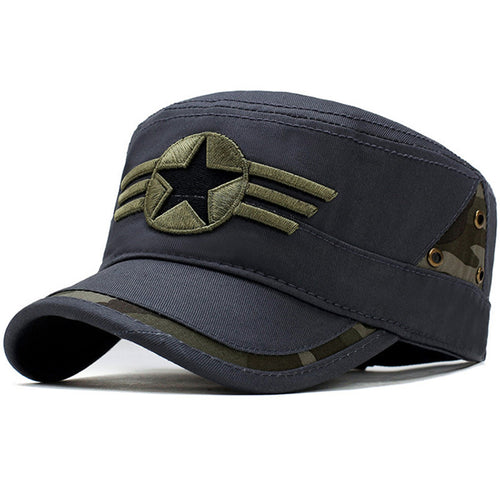 Load image into Gallery viewer, Star and Three Stripe Embroided Military Cap-unisex-wanahavit-Gray-One Size-wanahavit
