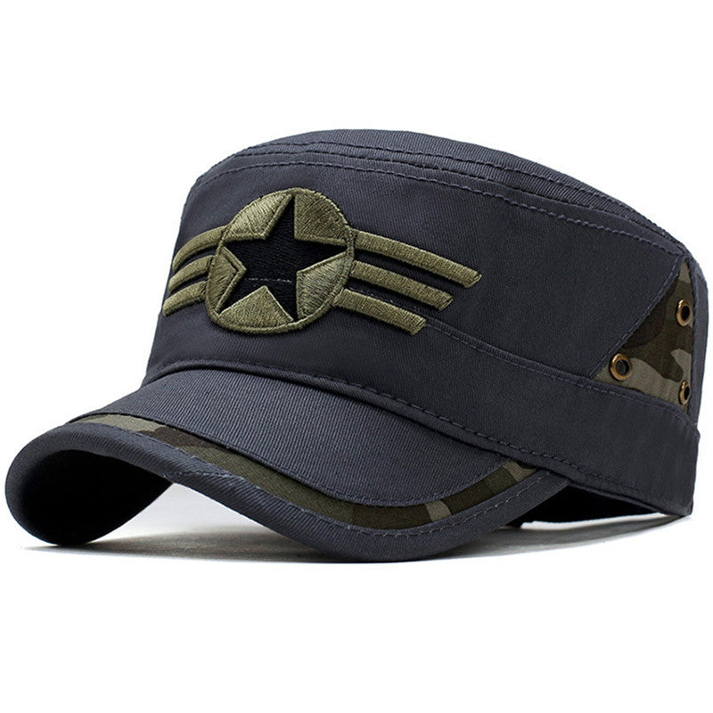 Star and Three Stripe Embroided Military Cap-unisex-wanahavit-Gray-One Size-wanahavit