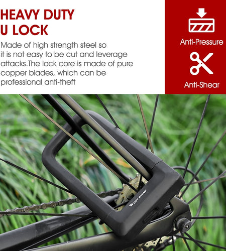 Anti-theft Bicycle U Lock Safety MTB Road Bike Wheel Cable Lock Motorcycle Scooter Cycling Lock Bicycle Accessories