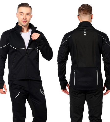 Winter Cycling Jacket Windproof Thermal Fleece Men's Bike Jersey MTB Road Bicycle Riding Running Snowboarding Coat