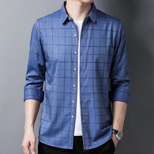 Load image into Gallery viewer, Top Grade Fashion Designer Brand Slim Fit Men Classic Plaid Shirts Spring Autumn Long Sleeve Trendy Casual Men Clothing
