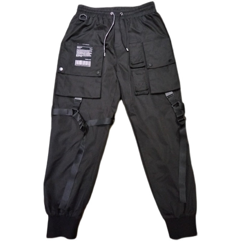 Tactical Functional Cargo Pants Joggers Men Black Elastic Waist Trousers Hip Hop Streetwear Multi-pocket Pants Techwear WB372