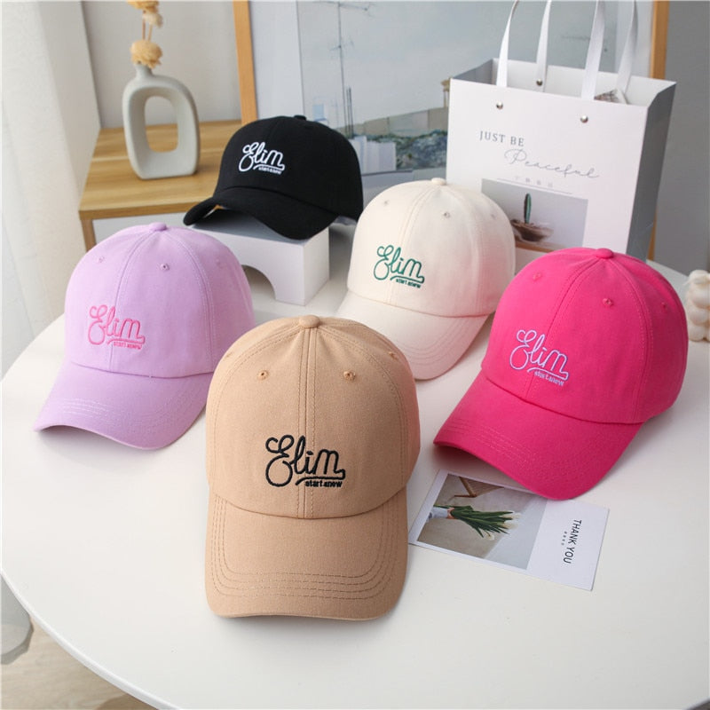 Hot Sale Unisex Fashion Cotton Cap Letter Embroidery Candy Colors Baseball Cap For Women High Quality Streetwear Hat