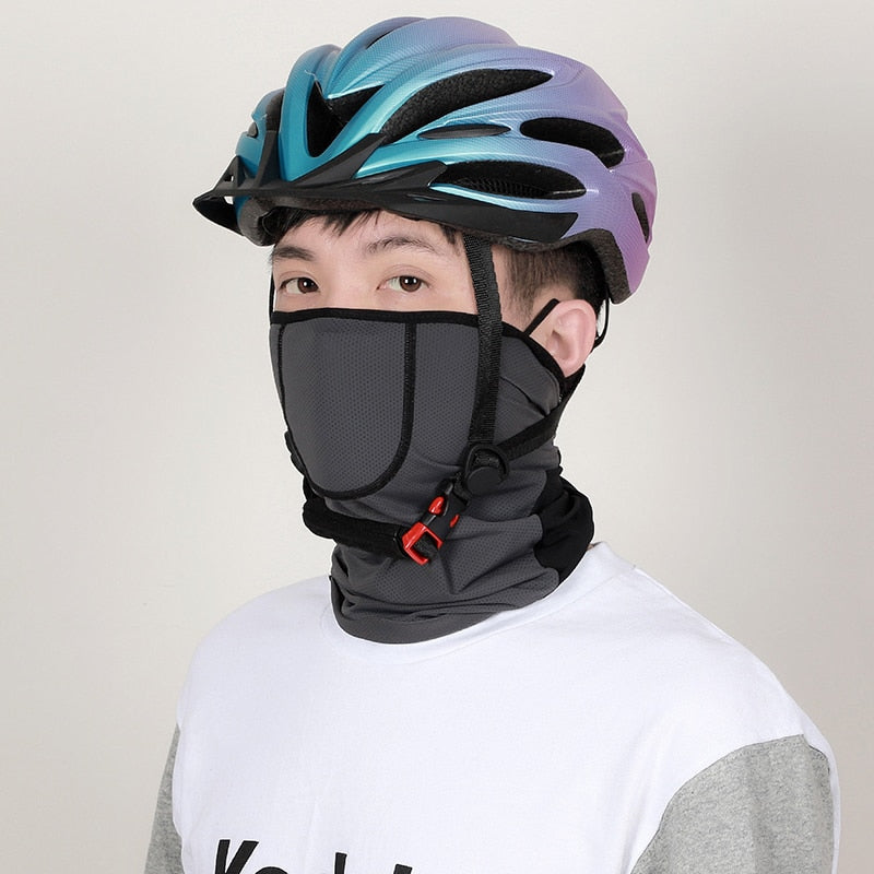 Summer Cycling Face Cover Ice Silk Bike Headwear With Activated Carbon Filter PM 2.5 Anti-Pollution Sports Scarf