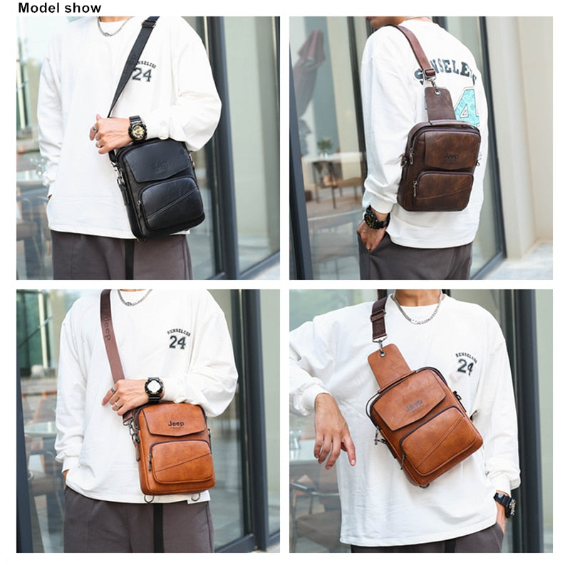 Men Messenger Bags Casual Handbag For Man Leather Shoulder Bag Crossbody Brown Male Tote Brown
