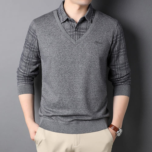 Load image into Gallery viewer, Fashion Brand Korean Knit Slim Fit Shirt For Men Long Sleeve Preppy Look Casual Mans Clothes
