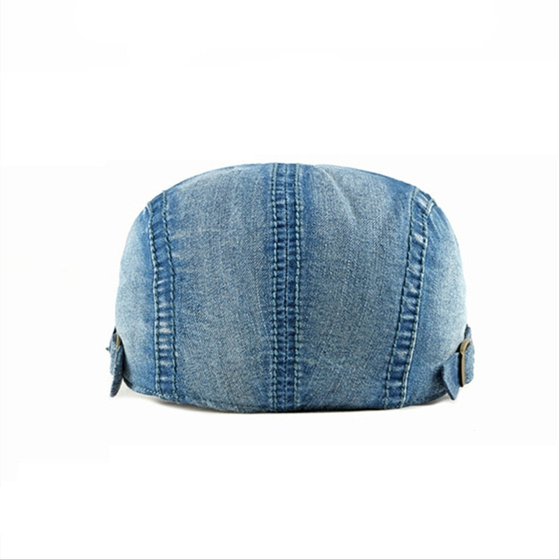 Solid Denim Men's Beret Caps Washed Summer Berets Hat For Women Bone Casquette Adjustable Sun Visors Size 55-60cm