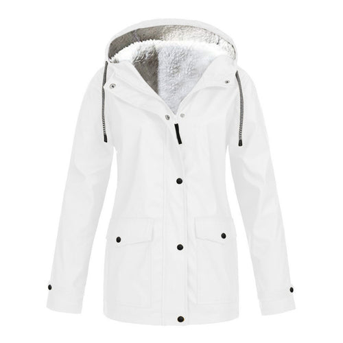 Load image into Gallery viewer, Women&#39;s Autumn Winter Plus Velvet Outdoor Jacket Windproof Waterproof Mountaineering Hooded Coat
