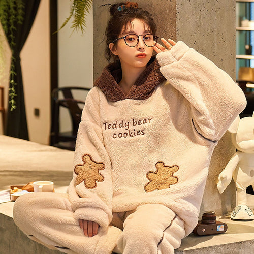 Load image into Gallery viewer, High Quality Women&#39;s Pajamas Set Cute Flannel Sleepwear Casual Homewear Men Couple Thick and Warm Winter Pyjamas Femme
