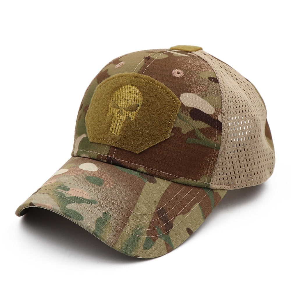 Mesh Punisher Baseball Cap Fishing Caps Men Outdoor Camouflage Jungle Hat Airsoft Tactical Hiking Casquette Hats