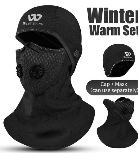 Winter Sport Cycling Headwear With Activated Carbon Filter Face Cover Ski Bicycle Motorcycle Fleece Head Cap Hat