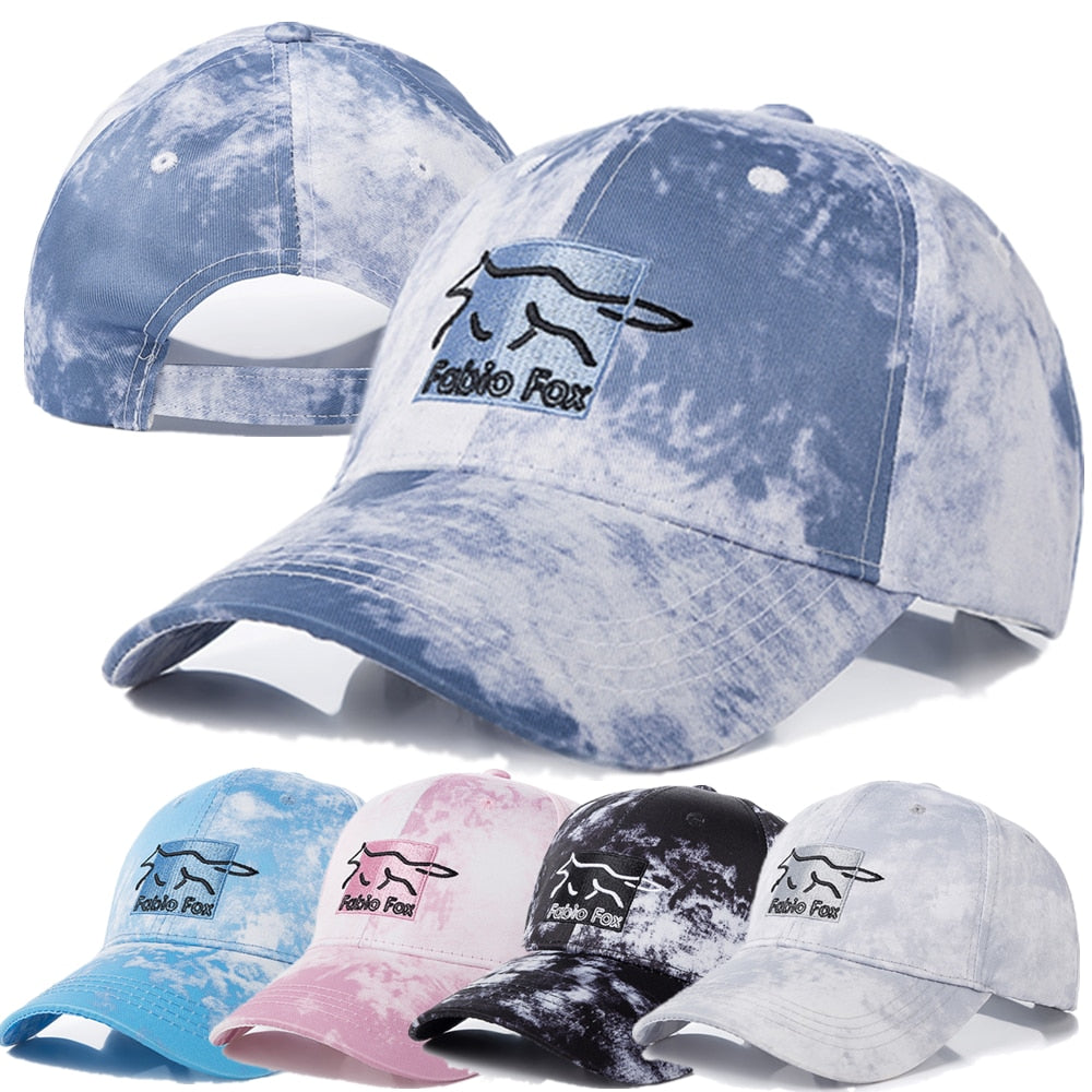 Tie Dye Printing Cap Cotton Fabio Fox Patch Fashion Baseball Cap Casual Adjustable Outdoor Streetwear Hat Cap