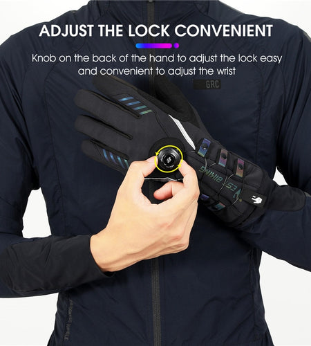 WEST BIKING Adjustable Self-locking Cycling Gloves Men Women Reflective MTB Bike Gloves Touch Screen Sport Ski Bicycle Gloves