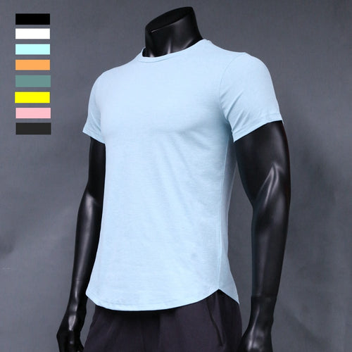 Load image into Gallery viewer, Men Running T-Shirts Clothes Gym Fitness Workout Jogging Short Sleeve Tops Quick Dry Breathable Wicking Rash Guard
