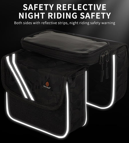 Reflective Bicycle Bag 6.5 inch Phone Bag Rainproof Front Frame Bag Sensitive Touch Screen MTB Road Bike Accessories