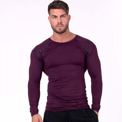 Load image into Gallery viewer, Men Skinny Long sleeves t shirt Gym Fitness Bodybuilding Elasticity Compression Quick dry Shirts Male Workout Tees Tops Clothing
