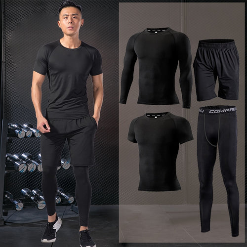 Load image into Gallery viewer, Men&#39;s Tracksuit Sport Suit Gym Fitness Compression Sports Clothing Outdoor Running Set Training Jogging Tight Sportwear Dry Fit
