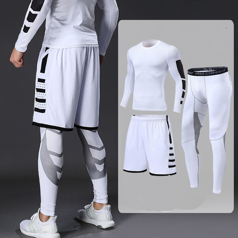 Dry Fit Men's Training Sportswear Set Gym Fitness Compression Sport Suit Jogging Tight Sports Wear Clothes 4XL5XL Oversized Male v2