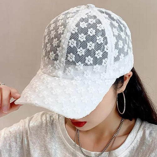 Load image into Gallery viewer, Summer lace flowers breathable Outdoor Sports Sun Cap for Women Men Fashion Snapback Hat High Quality Adjustable Baseball Hat
