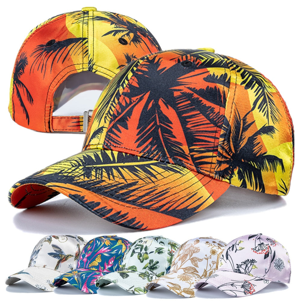 Hats For Women Fashion Flower Pattern Baseball Cap Adjustable Outdoor Female Streetwear Hat Shading Cap