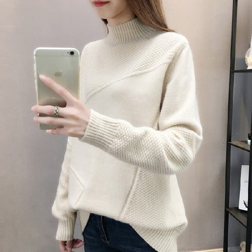 Load image into Gallery viewer, Women Solid Thick Turtleneck Winter Pullover Sweater Long Sleeve Knitted Korean  Loose Jumper Top Warm Sweater Coat
