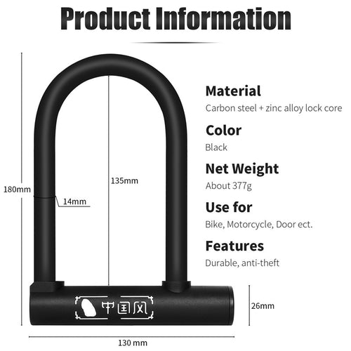 Load image into Gallery viewer, Bicycle U Lock MTB Road Bike Padlock 2 Keys Anti-theft Safety Motorcycle Scooter Cycling Lock Bicycle Accessories
