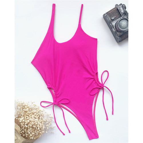 Load image into Gallery viewer, Sexy Asymmertic Strappy Monokini Thong One Piece Swimsuit Women Swimwear Female High Cut Bather Bathing Suit Swim Lady V3103
