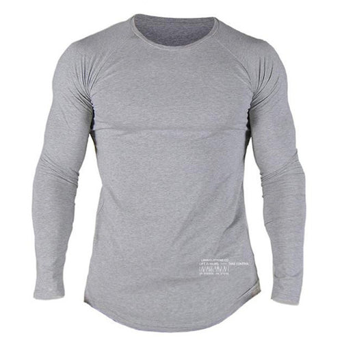 Load image into Gallery viewer, Cotton Long Sleeve Shirt Men Casual Skinny T-shirt Gym Fitness Bodybuilding Workout Tee Tops Male Crossfit Run Training Clothing
