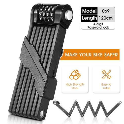 Load image into Gallery viewer, Anti Theft Combination Lock Bicycle Folding Chain Lock Heavy Duty Safety Motorcycle MTB Road Bike Electric Bike Lock
