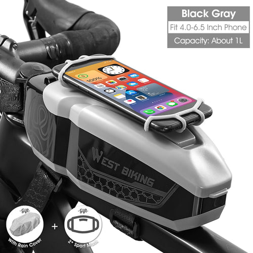Load image into Gallery viewer, Waterproof Bicycle Bag With 4-6.5 Inch Phone Holder Front Frame Top Tube MTB Bike Bag PC Shell Cycling Accessories

