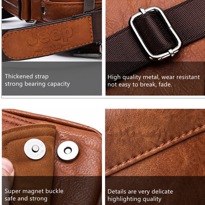 Brand Men's Messenger Shoulder Bag High Quality Fashion Split Leather Crossbody Man Bags Big Capacity For 9.7 In iPad
