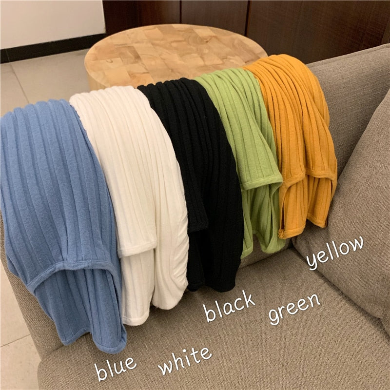 Soft Women Sweater Autumn Slim Long Sleeve Pullover Jumper Knitted Square Collar Korean Elastic Ladies Korean Basic Blouse