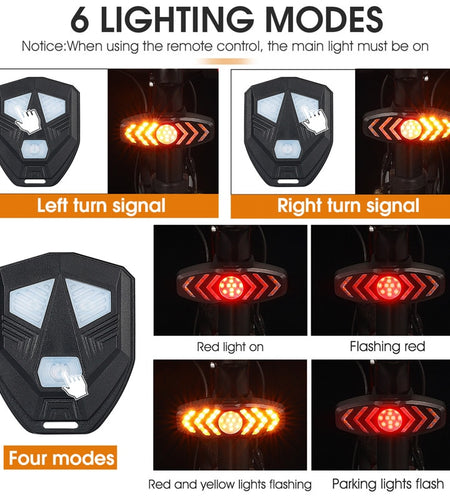 Wireless Bike Taillight Remote Turn Beep Signal MTB Bicycle Light Direction Indicator USB Rechargeable Rear Lights