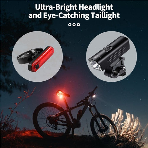 Load image into Gallery viewer, Contest Level Bicycle Light 1300 Lumen USB Rechargeable Flashlight MTB Road Bike LED Headlight Waterproof Rear Lamp
