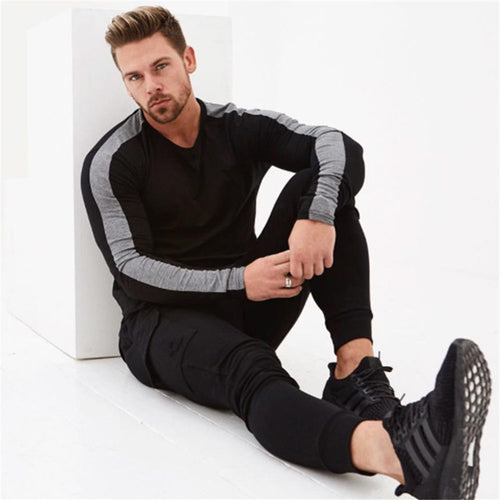 Load image into Gallery viewer, Casual Long Sleeve T-shirt Men Fitness Cotton Shirt Male Gym Workout Skinny Tee Tops Army Green Autumn Running Sport Clothing
