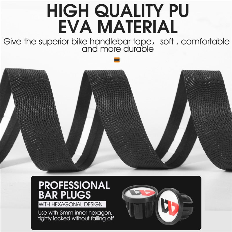 Soft Bike Handlebar Tape EVA Shock Absorption Bicycle Handlebar Tape Anti-slip Cycling Wrap End Plug Accessories