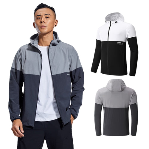 Load image into Gallery viewer, Gym Men Running Sports Jacket Fitness Long Sleeve Elastic Tight Hoodies Zipper Slim Hiking Sweatshirts Male Jogging Hooded Coat
