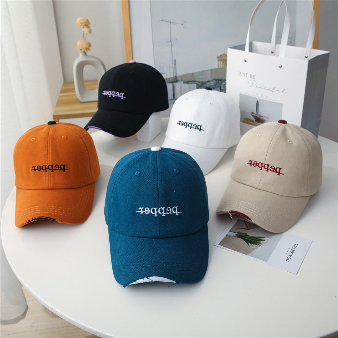 Fashion Women Baseball Cap Kpop Style Letter Embroidery Holes Cap For Women High Quality Female Streetwear Outdoor Hat