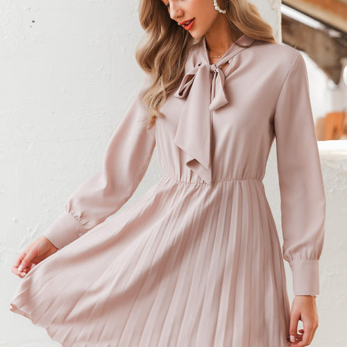 Load image into Gallery viewer, Vintage Elegant Office Casual Solid Pink Office Dress-women-wanahavit-Pink-S-wanahavit
