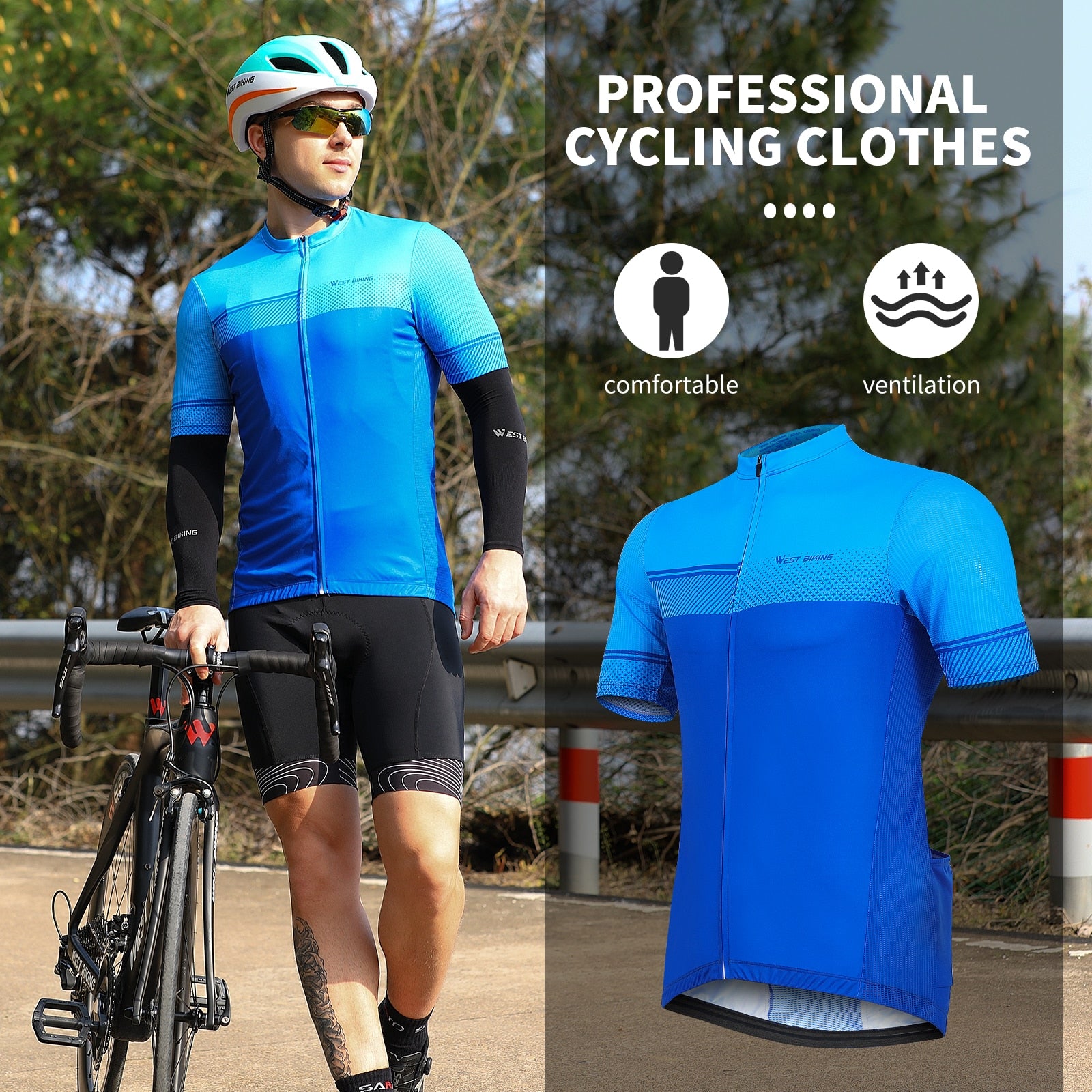 Summer Cycling Jersey Short Sleeve Casual Men's Sport Top Quick Dry MTB Road Bike Team Uniform Bicycle Wear Clothing