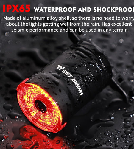 Smart Bicycle Flashlight MTB Road Bike Rear Light Auto Start/Stop Brake Sensing IPX6 Waterproof LED Charging Cycling Taillight