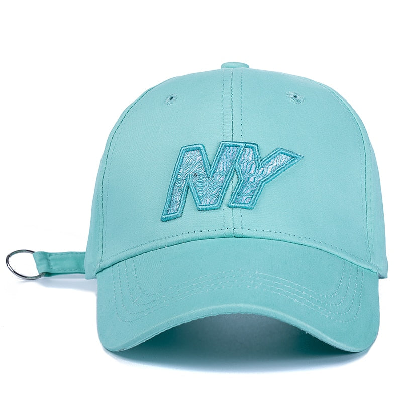 Women Men Cotton Kpop Cap Fashion NY Embroidered Hard Top Baseball Cap Casual Adjustable Outdoor Couple Streetwear Hat