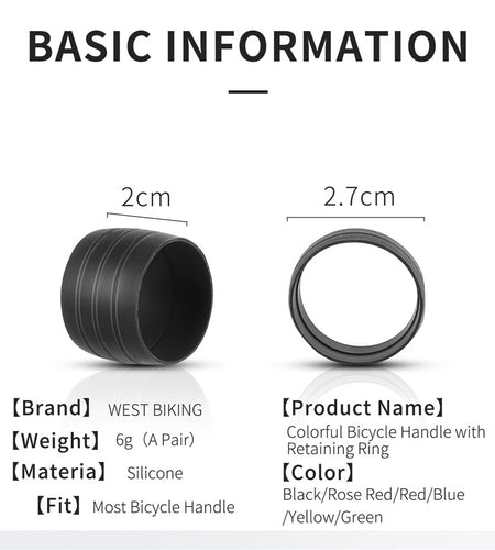 2pcs Silicone Bicycle Handlebar Tape Fixed Ring Road Bike Plugs Anti-Skip Rubber Waterproof Wear Resistant Bicycle Accessories