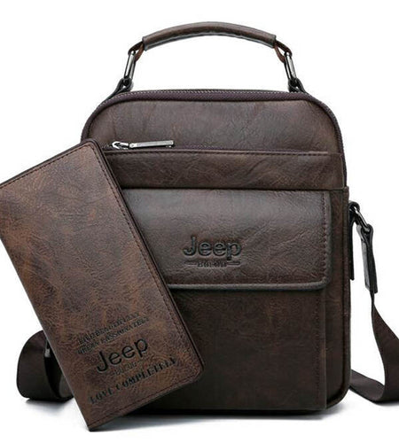 Men's Messenger Fashion Split Leather For Men Tote Bag Men Shoulder Bags High Quality Handbags New 2PC/Set