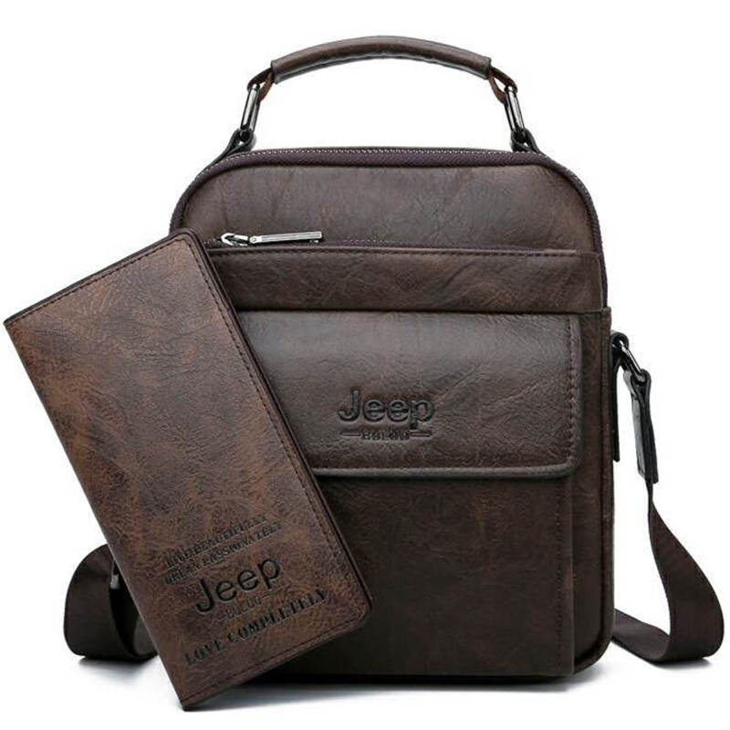 Men's Messenger Fashion Split Leather For Men Tote Bag Men Shoulder Bags High Quality Handbags New 2PC/Set