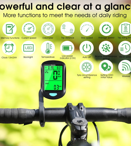 Wireless Bicycle Computer Waterproof Speedometer LED Backlight Odometer MTB Road Bike Stopwatch Cycling Accessories