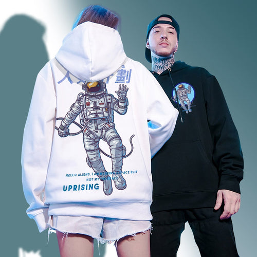 Load image into Gallery viewer, Hoodie Sweatshirt Mens Black Polyester Casual Astronaut  Male LONG Sleeve O-neck Tops New Design Hoodie  Men
