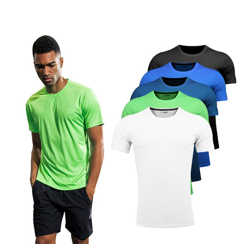 Load image into Gallery viewer, Shirt Homme Running Men Designer Quick Dry T-Shirts Running Slim Fit Tops Tees Sport Men&#39;s Fitness Gym T Shirts Muscle Tee
